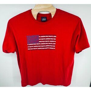 Vintage Polo Sport Ralph Lauren Flag Logo T-Shirt Red Y2K Size XL